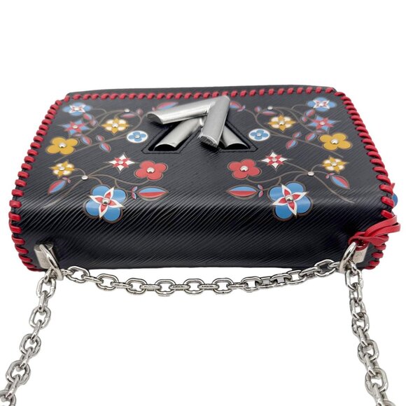 Louis Vuitton  Twist MM Epi Leather Blooming Flowers Chain Crossbody Bag Black - Picture 5 of 13